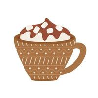 Cup with chocolate and marshmallows vector