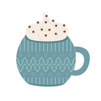 Cup with cream and chocolate drops vector