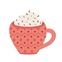 Cup with cream and colored sprinkles vector
