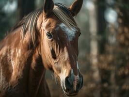 Horse portrait created with Generative AI technology photo