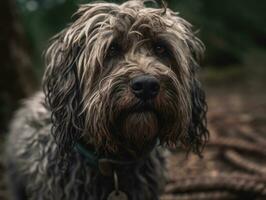 Bergamasco dog created with Generative AI technology photo