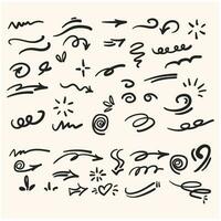 Vector set of different doodles. Hand drawn elements isolated on white background.