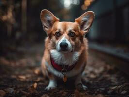 Corgi dog created with Generative AI technology photo