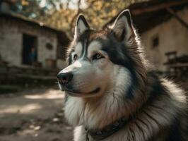 Alaskan Malamute dog created with Generative AI technology photo