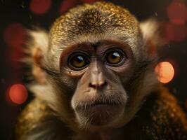 Monkey portrait created with Generative AI technology photo