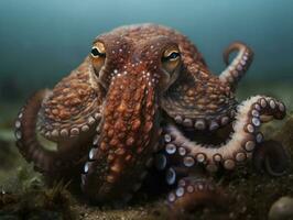 Octopus portrait created with Generative AI technology photo