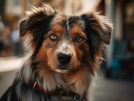 Australian Shepherd dog created with Generative AI technology photo