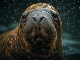 Walrus portrait created with Generative AI technology photo