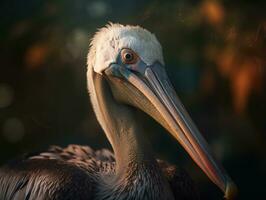 Pelican bird portrait created with Generative AI technology photo