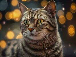 American shorthair cat portrait close up created with Generative AI technology photo