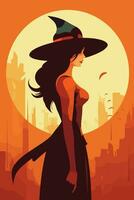 Halloween Flat Vector Illustration Greeting Card Design