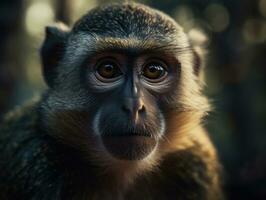 Monkey portrait created with Generative AI technology photo