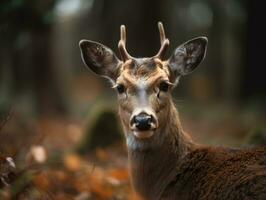 Deer portrait created with Generative AI technology photo