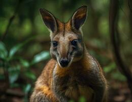 Wallaby portrait created with Generative AI technology photo