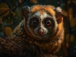 Loris monkey portrait created with Generative AI technology photo