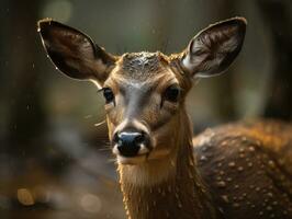 Deer portrait created with Generative AI technology photo