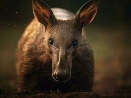 Aardvark portrait created with Generative AI technology photo