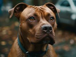 American Pit Bull Terrier dog created with Generative AI technology photo