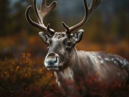 Caribou portrait created with Generative AI technology photo