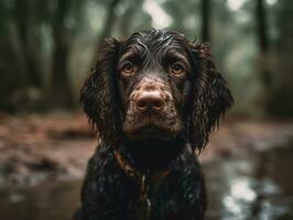 American Water Spaniel dog created with Generative AI technology photo