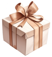 Gift box with bow and ribbon in watercolor style isolated. Ai Generative png