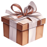 Gift box with bow and ribbon in watercolor style isolated. Ai Generative png