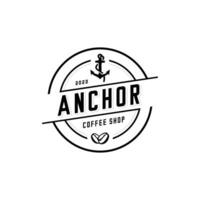 Vector anchor and coffee bean, coffee cafe logo