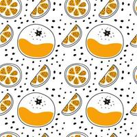 Seamless vector pattern with tangerines and orange slices