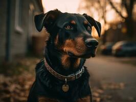 Beauceron dog created with Generative AI technology photo