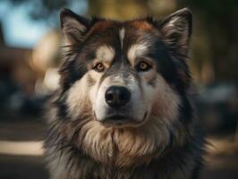 Alaskan Malamute dog created with Generative AI technology photo