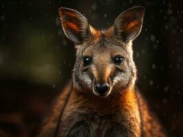 Wallaby portrait created with Generative AI technology photo