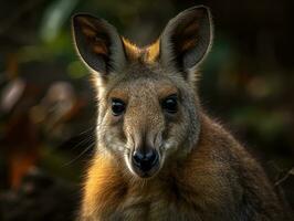 Wallaby portrait created with Generative AI technology photo