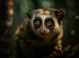 Loris monkey portrait created with Generative AI technology photo