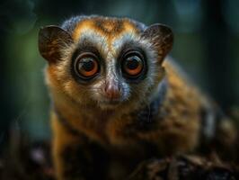 Loris monkey portrait created with Generative AI technology photo