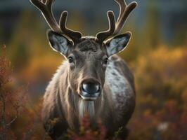 Caribou portrait created with Generative AI technology photo