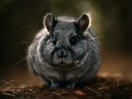 Chinchilla portrait created with Generative AI technology photo