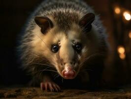 Opossum portrait created with Generative AI technology photo