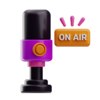 podcast mic on air 3d illustration png