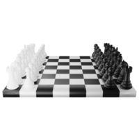 Chess board and chess piece clipart flat design icon isolated on transparent background, 3D render chess and board game concept png