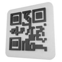 QR code clipart flat design icon isolated on transparent background, 3D render digital symbol and online shopping concept png