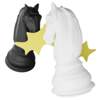 negro Caballero vs blanco Caballero clipart plano diseño icono aislado en transparente fondo, 3d hacer ajedrez y tablero juego concepto png