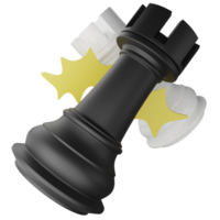 Black rook vs white rook clipart flat design icon isolated on transparent background, 3D render chess and board game concept png