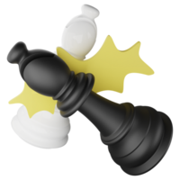 Black bishop vs white bishop clipart flat design icon isolated on transparent background, 3D render chess and board game concept png