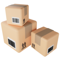 Parcel box and barcode clipart flat design icon isolated on transparent background, 3D render logistic and delivery concept png