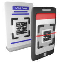 scansione qr codice su smartphone clipart piatto design icona isolato su trasparente sfondo, 3d rendere digitale simbolo e in linea shopping concetto png