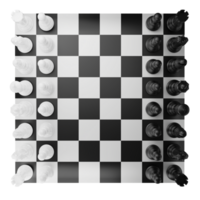 Chess board and chess piece top view clipart flat design icon isolated on transparent background, 3D render chess and board game concept png