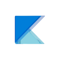 Blue Glass style 3d letter K png