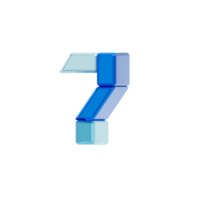 Blue Glass style 3d number seven png