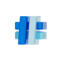 Blue Glass style 3d Sign hash tag png