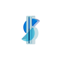 blauw glas stijl 3d teken dollar png